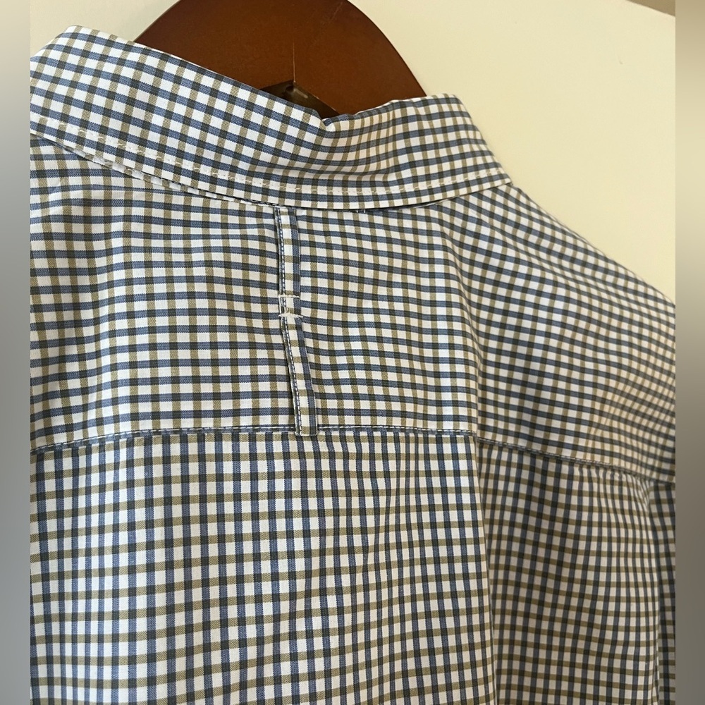 Banana Republic Men’s Blue & Olive Plaid Dress Shirt Slim Fit Men’s Size XL - Picture 6 of 16